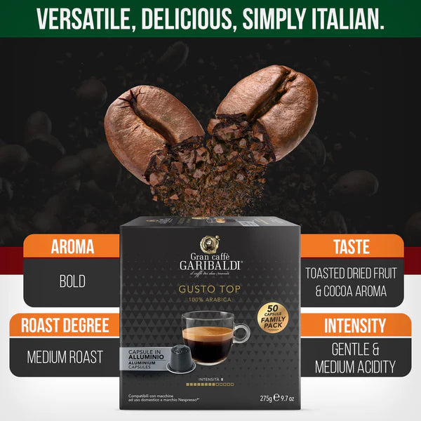 Gusto Top 100% Arabica (Black capsule) ( 200 capsules per box )